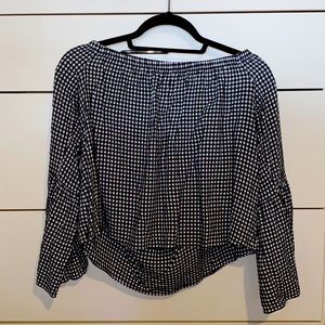 Black and White Checkered Off the Shoulder Blouse